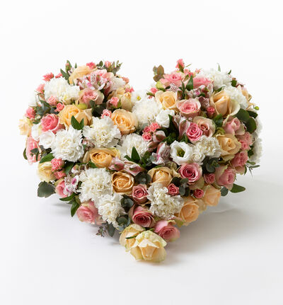 Hjerte i rosa og fersken stor Hjerte i rosa og fersken stor